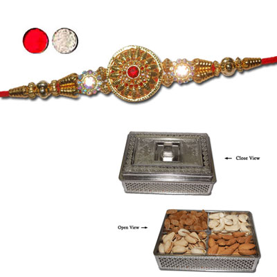 "Rakhi - FR- 8370 A (Single Rakhi),  Muskan Dry Fruit Box - Code DFB6000 - Click here to View more details about this Product